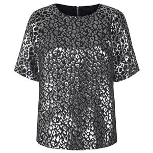 NWT Simply Be Leopard Print Metallic Short Sleeve Blouse Plus Sz US 22